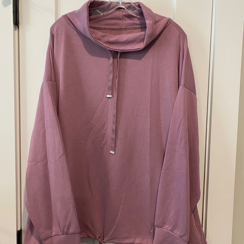 Jones New York Women's Drawstring Sweatshirt Very Soft Pale Purple 2X